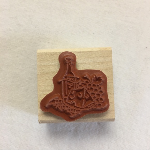 Stampin Up! Cheese, Wine, and Grapes Wood Mounted Rubber Stamp - Picture 2 of 2